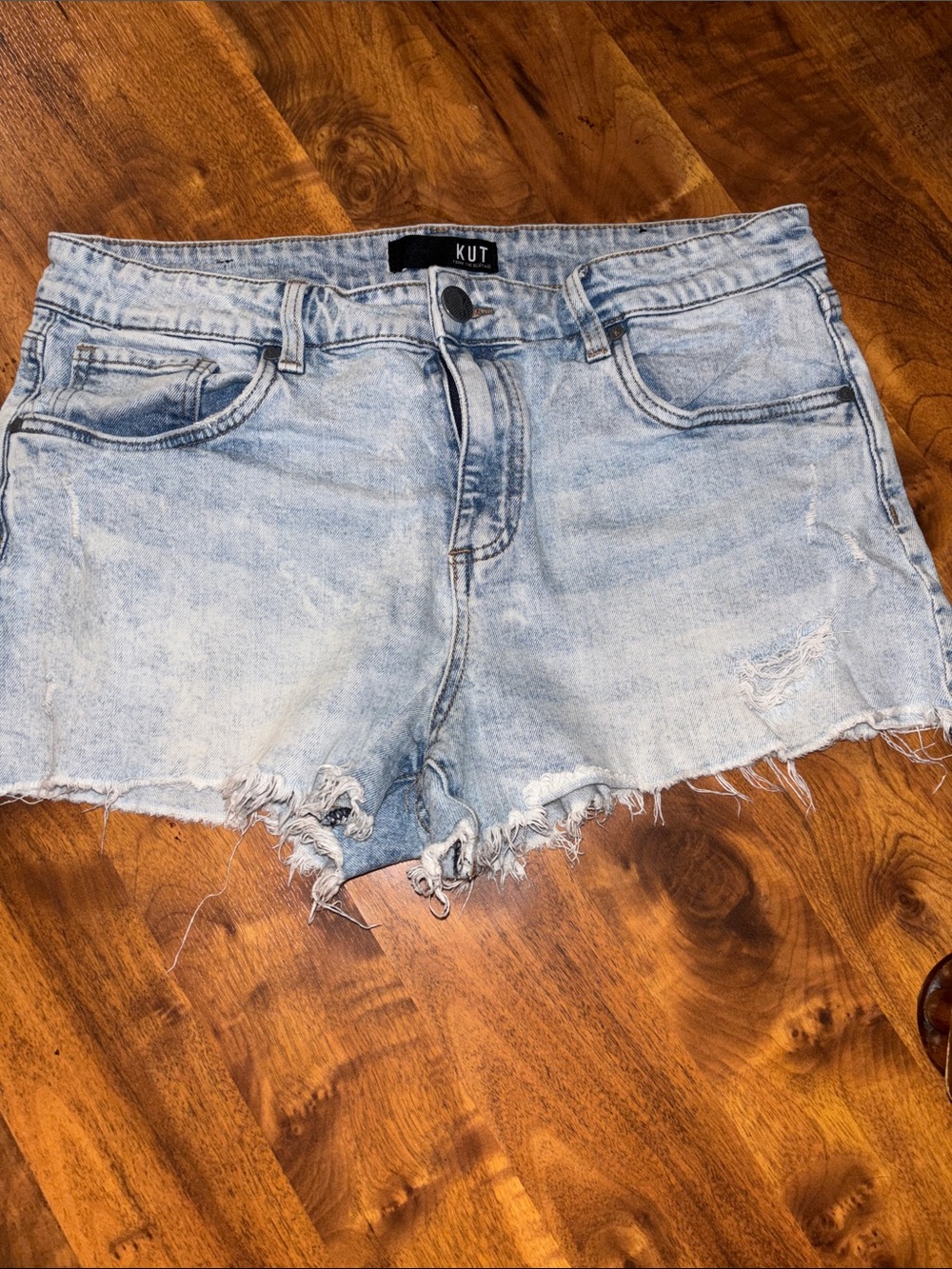 Kut from the Kloth Washed Light Blue Denim Cutoff Shorts